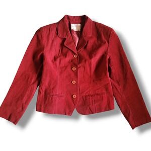 Vintage Red 100% Suede Leather Jacket Size 8 Margaret Godfrey